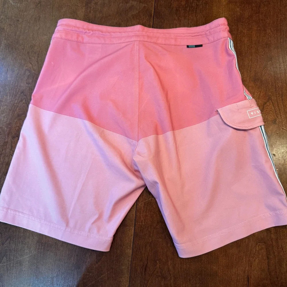 Vissla Board Shorts Mens 28 Pink Trimline Upcycle Coconut Stretch Swim Trunks